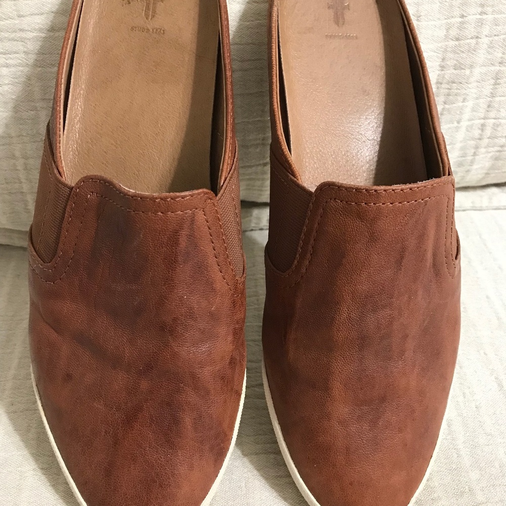 Frye Melanie Slip-Ons Mules Women's Size 8 Shoes M Brown Leather Flats